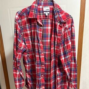 Sonoma Red and Blue Plaid Long-Sleeve Button-Down Shirt